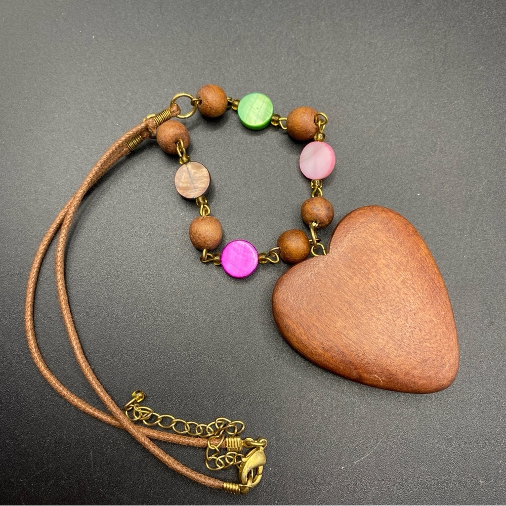 Wood Heart Boho Style Necklace